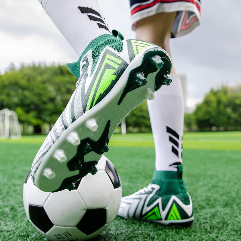 Профессиональные мужские футбольные бутсы Зеленые высокие футбольные тренировочные кроссовки Мужские уличные Нескользящие FG TF Футбольные футзальные бутсы для мужчин