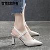 Summer Leather Shoes Women Toe Shoes High Heel Sandals Women's Shoes Spring Pointed Toe Stiletto Lady Style Sandals
