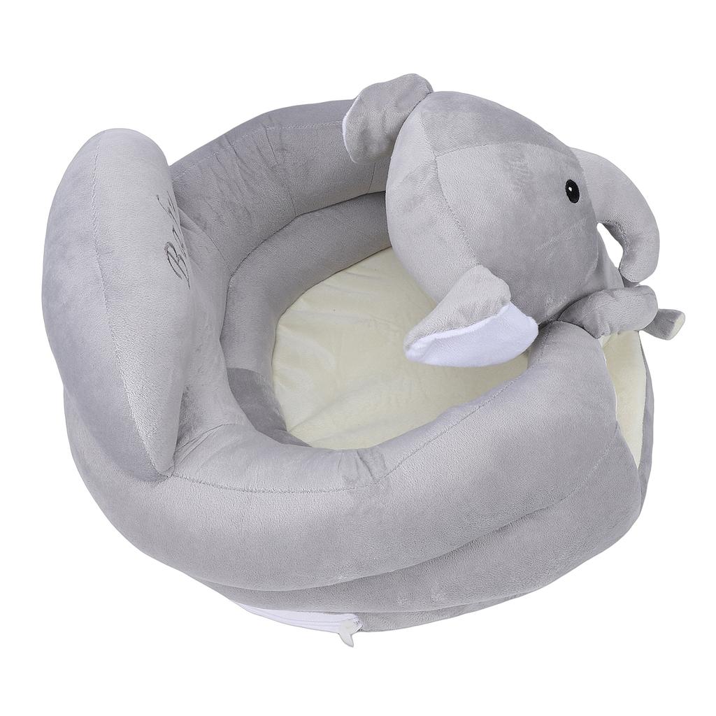 Infant Support Seat Soft Plush PP Cotton Cute Cartoon Animal Baby Sit Up Chair for Home Dark Gray Elephant