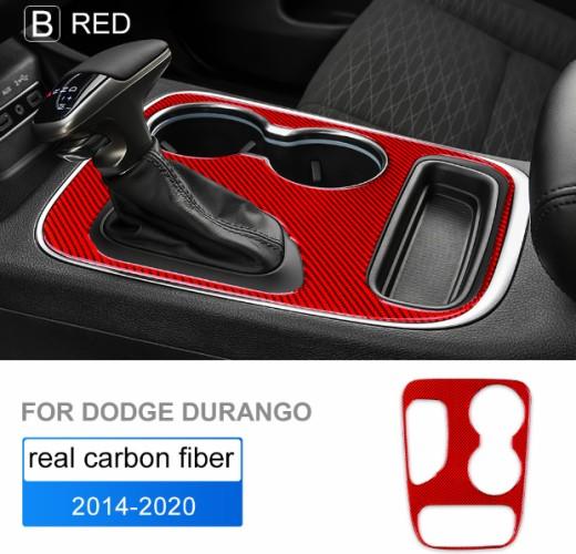Carbon Fiber Gear Shift Panel Cover with Cup Holder Frame ABS Interior Trim Sticker for Dodge Center Console Gearbox Panel