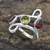 925 Sterling Silver, Garnet Peridot Ring, Stacking Ring, Anniversary Ring, Silver Jewelry, Engagement Ring, Wedding Ring