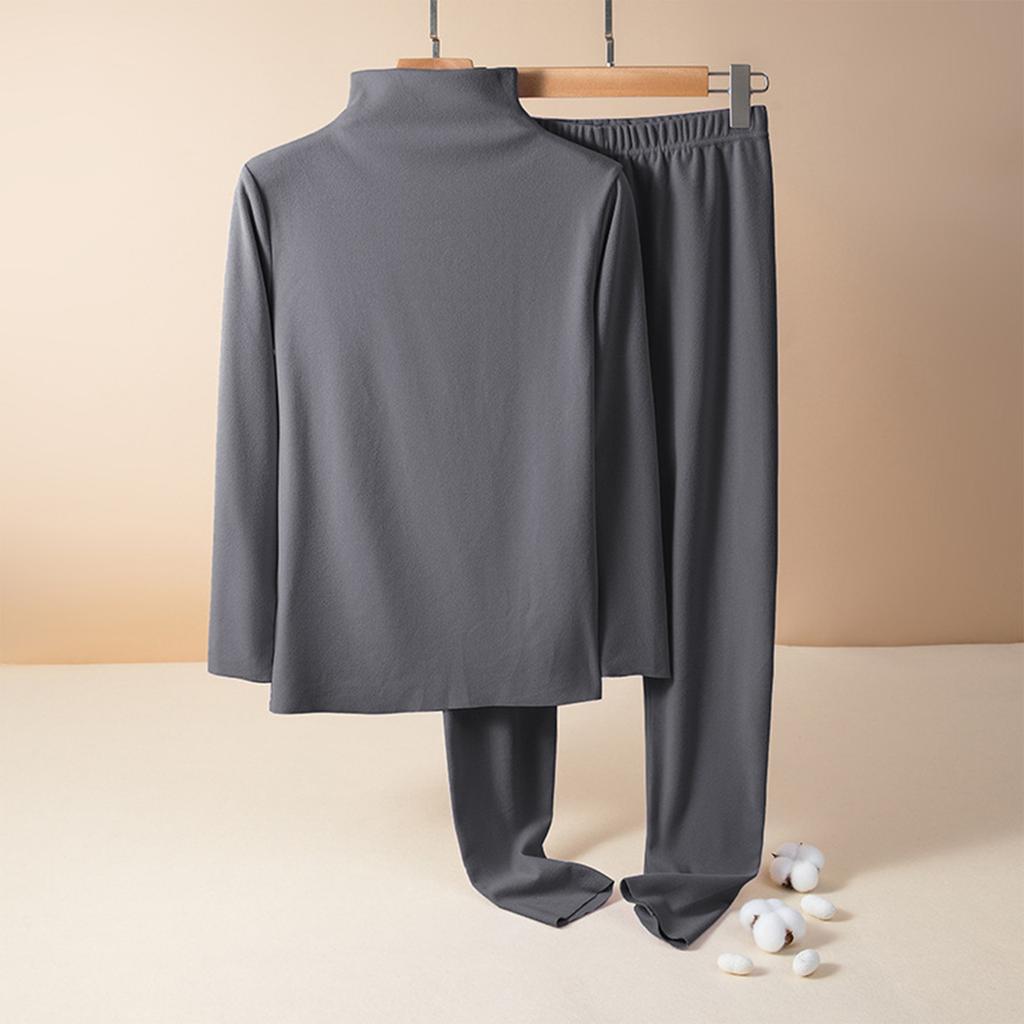Ladies' Casual And Comfortable Long Sleeved Solid Color With Thick Velvet Sleepwear And Warm Pants Plus Size Set