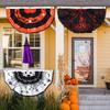 Halloween Flag Fan Shaped Room Flag Creative Printed Outdoor Banner Easy To Install Festive Atmosphere Decoration Hanging Flag