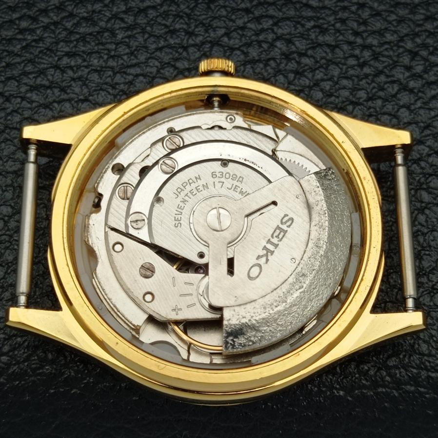 ВОССТАНОВЛЕННЫЕ ВИНТАЖНЫЕ SEIKO 5 AUTO 6309A ЯПОНИЯ МУЖСКИЕ ЗОЛОТЫЕ ЧАСЫ С ЦИФЕРБЛАТОМ a425917-2