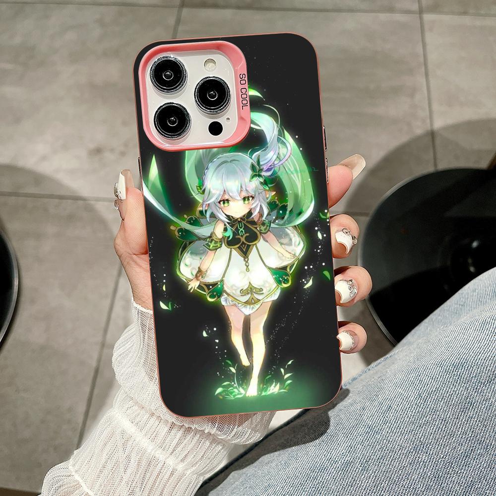 Game GI Nahida Pink Translucent Mobile Phone Case for iPhone 17 16 15 14 13 12 11 X XR XS 8 7 Air Pro Max Plus Colorful Cover