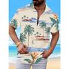 Мужская гавайская рубашка в тропическом стиле с 3D-принтом - короткие рукава,