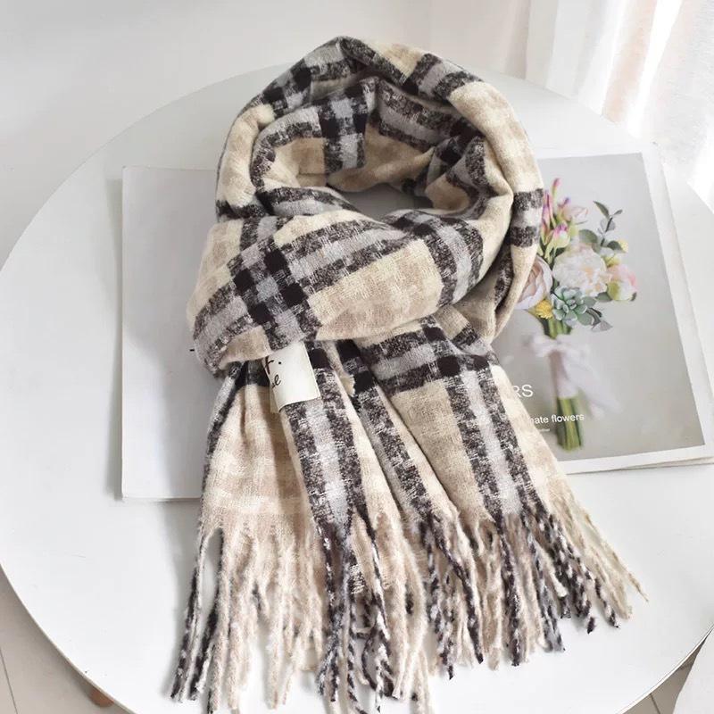 New Korean Version of Glutinous Rice Camouflage Plaid Scarf Ins Autumn and Winter Korean Version Versatile Student Shawl