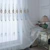 1pc Modern Embroidered Sheer Curtain Panel,Window Drapes for Living Room Bedroom, Geometric Pattern