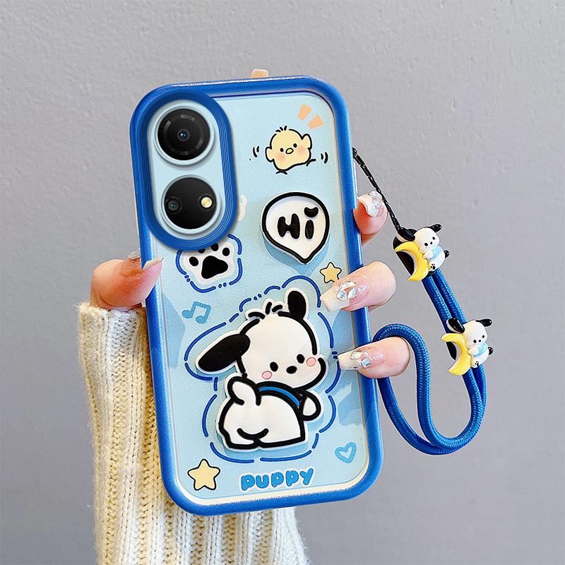 KEYSION Противоударный чехол для Honor X7 с ремешком Мягкий силиконовый милый 3D мультяшный чехол для телефона с куклой для Huawei Honor X7