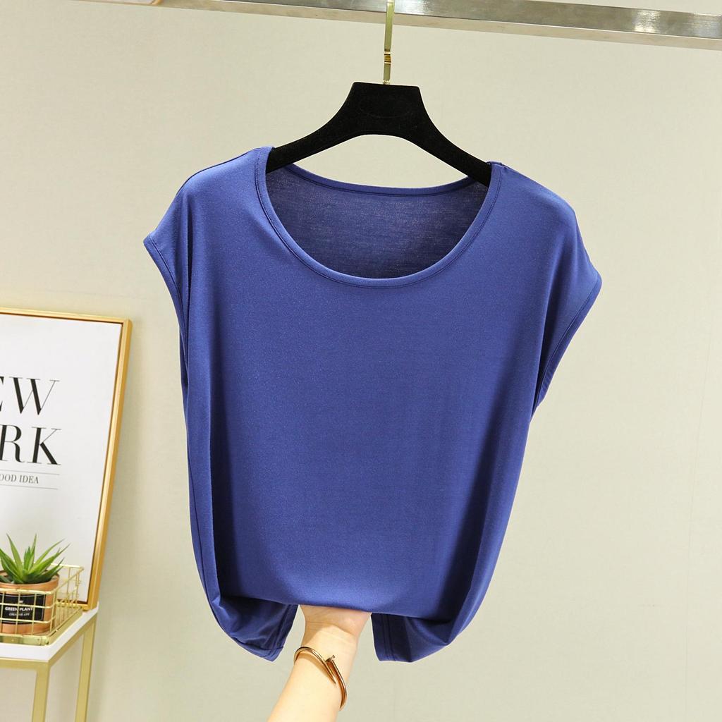 Modal Sleeveless T-shirt for Women Summer Wear Base Round Neck Loose Oversized Solid Color Slimming Top T-Shirts