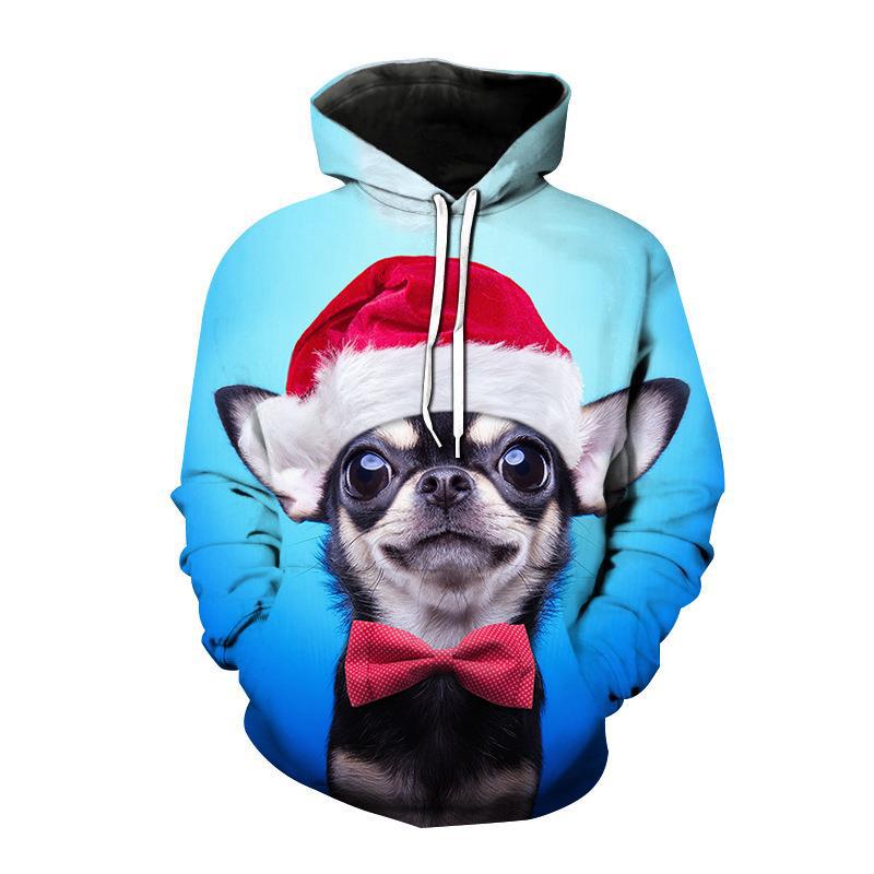 Новая рождественская коллекция 2023 года с 3D-принтом, мужские и женские толстовки с капюшоном, модная повседневная одежда с длинным рукавом для праздников