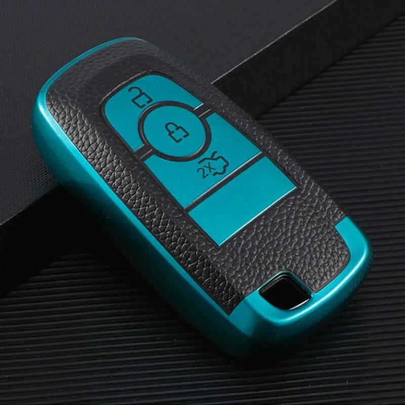 FOR Ford Focus Edge Explorer Escort Mondeo Mustang Ranger Leather TPU Car Smart Key Cover Case Shell Bag Protector Keychain