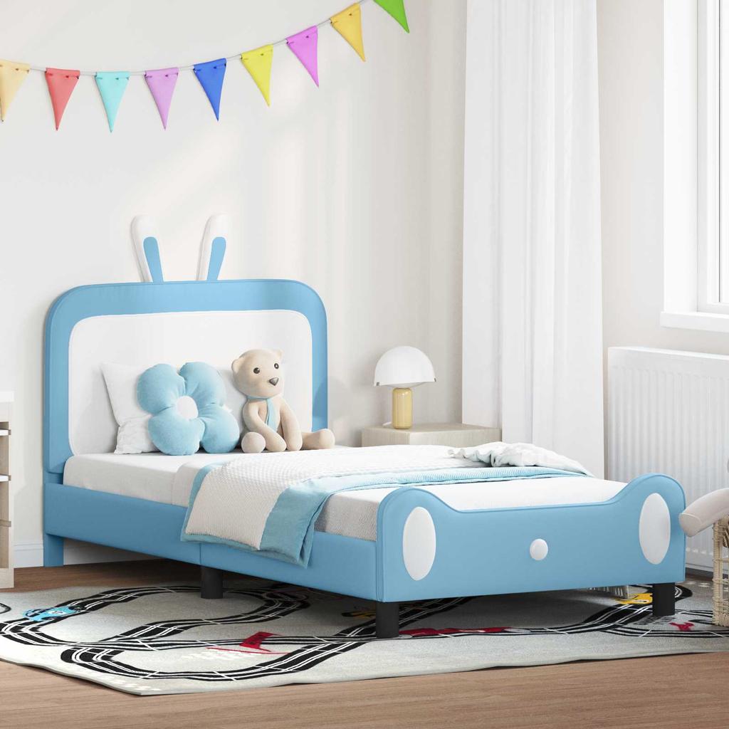 Kids Bed Frame with Headboard Blue 80 x 200 cm PU