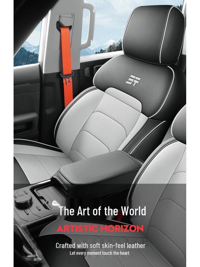 Новый комплект кожаных подушек на сиденья автомобиля Модель T2 - Универсальная посадка для пятиместных автомобилей