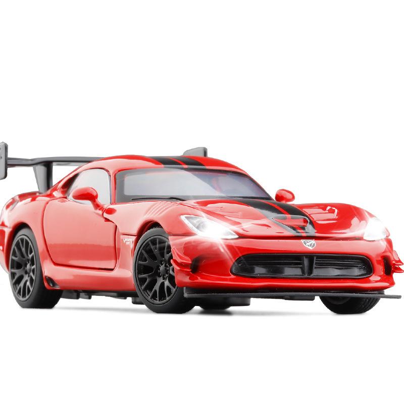 1/32 Dodge Viper ACR SRT Модель спортивного автомобиля из сплава Литые и игрушечные металлические транспортные средства Модель автомобиля Симуляция Звук и свет Игрушка Подарок