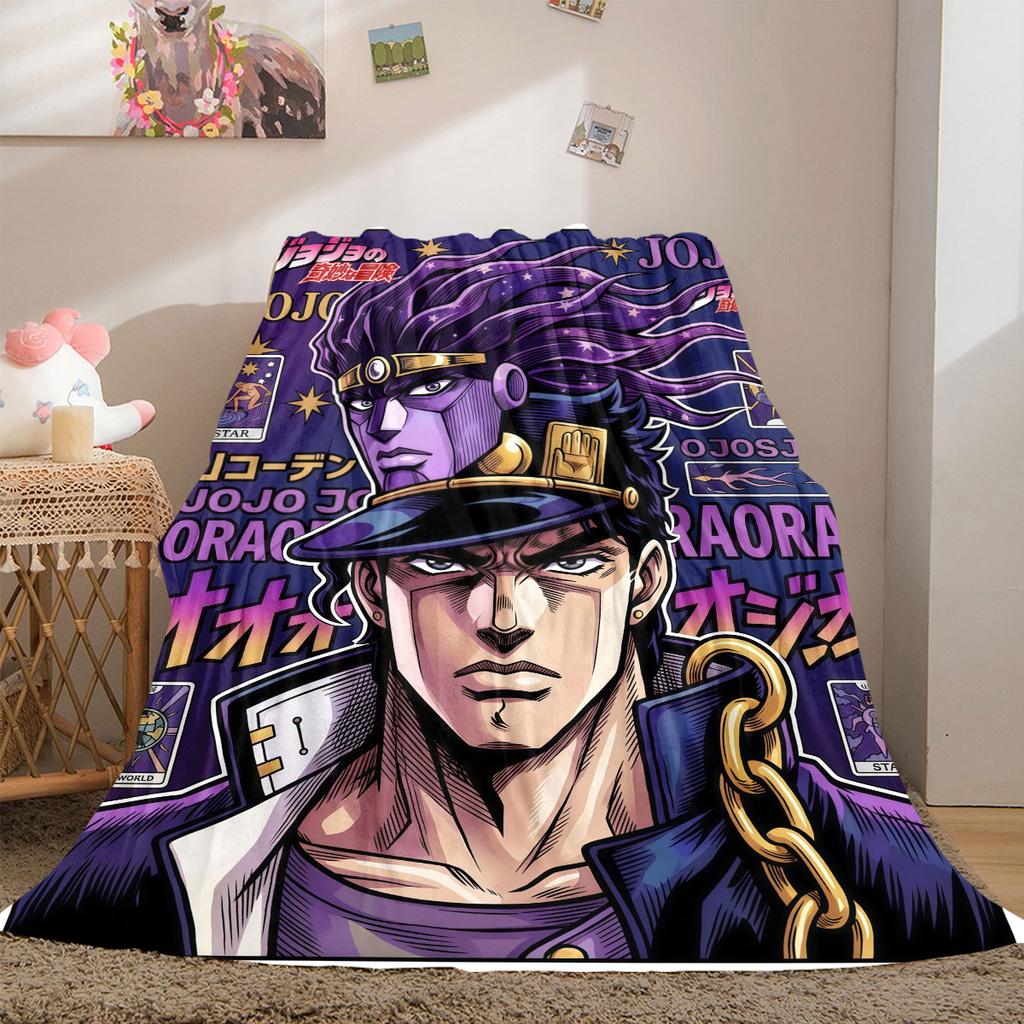 Фланелевое одеяло с принтом JoJo's Bizarre Adventure, Постельное белье в мультяшном стиле для дивана, Уютный домашний декор, Плед для путешествий и пикника_LIAN