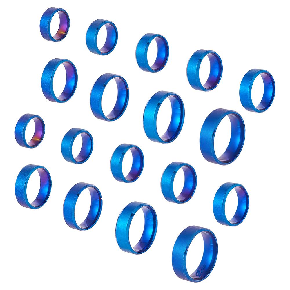 18Pcs 9 Styles Stainless Steel Wide Band Finger Rings for Women Men Plain Band Rings Blue 8mm Inner Diameter: US Size 4 1/4~13 1/4(15~22.4mm)