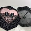 1pc Pink Bow Lace Heart Umbrella with Plastic Handle,Suitable for All Seasons Home Travel Outdoor UmbrellaDD125