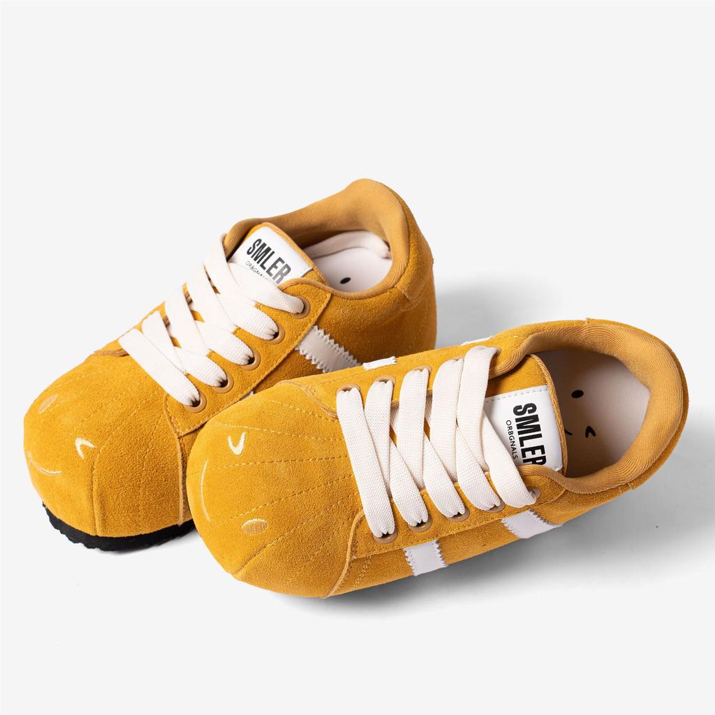 SMILEY смайлик ракушка голова белые туфли на толстой подошве женские увеличивающие гусеничные уродливые милые для работы повседневные туфли-хлебцы