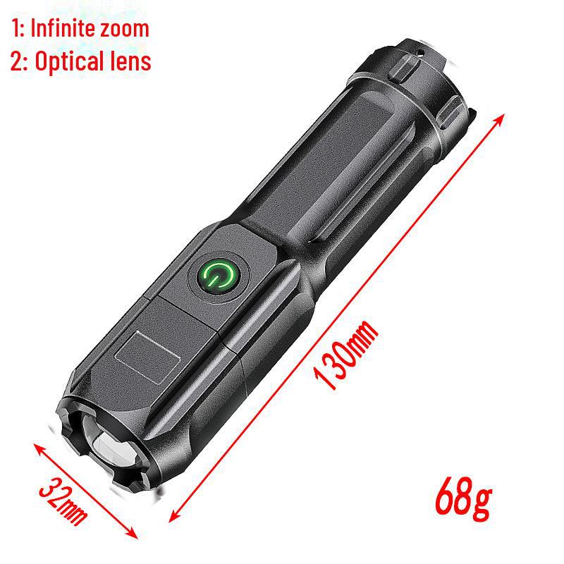 Rechargeable Multifunctional USB Super Bright Flashlight with Intelligent Display and Long-Range Zoom