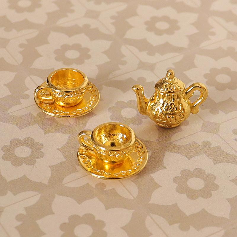 1Комплект 1:12 кукольный домик, миниатюрный чайник, чашка, блюдце, металлический чайный сервиз, модель обеденного стола, декор, игрушка, аксессуары для кукольного дома