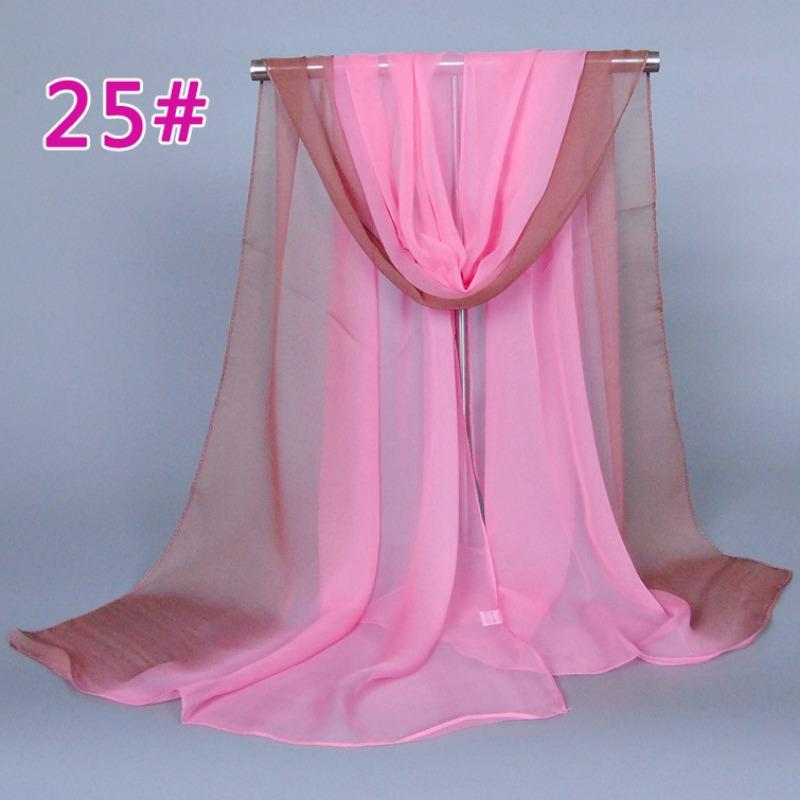 Supply Imitation Silk Georgette Silk Scarf, Popular Bright and Gradual Change of Color Accessories Scarf