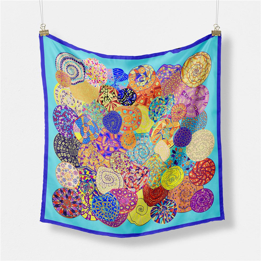 Twill Silk Scarf Women Indian Tiger Print Square Scarves Wraps Bandana Small Hijabs Silk Foulards Tie Headband Neckerchief 53CM