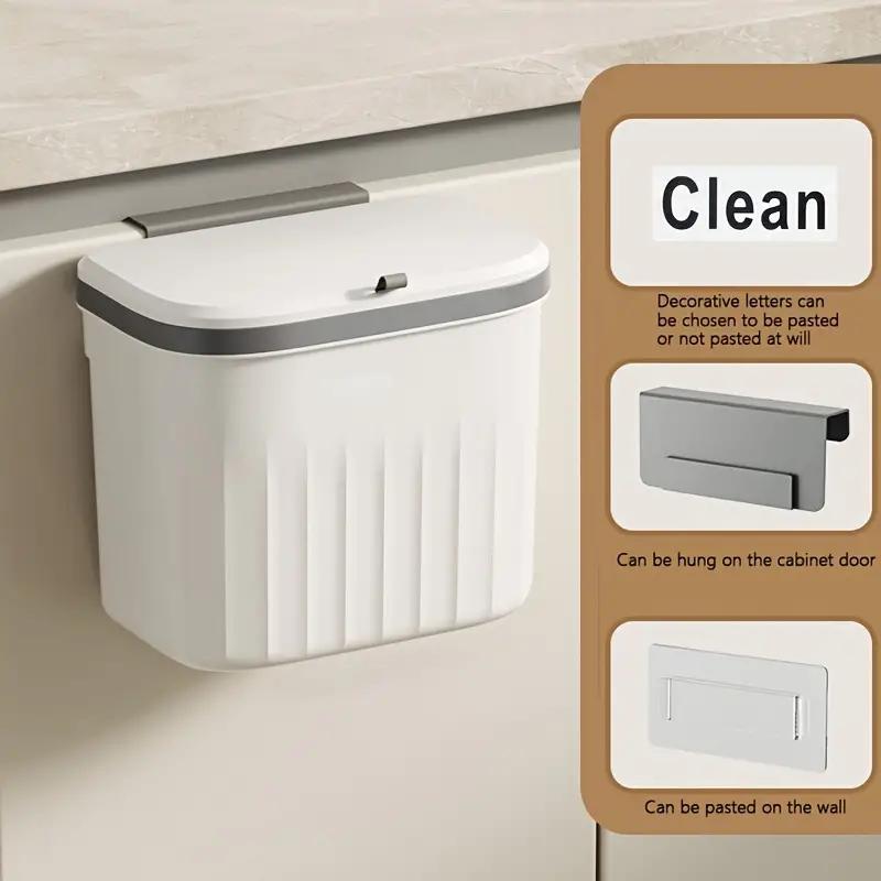 1 Kitchen Cabinet Door Hanging Trash Can, Hang or Stick, Kitchen Bathroom Accessories, Home Organization and Cleaning Supplies
