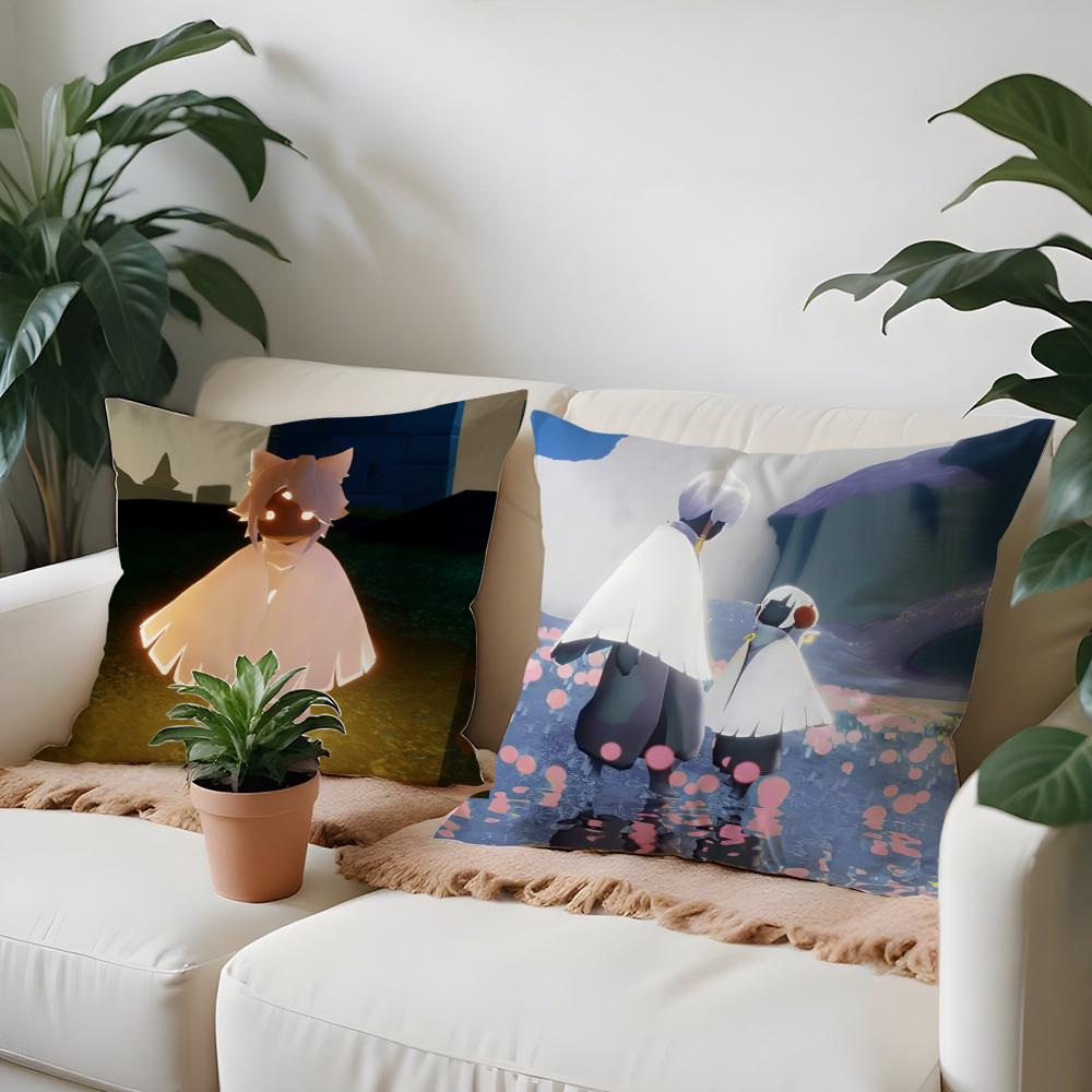 S-Sky Children of the Light Pillow Case Anti-dustmite Pillow Invisible zipper silky short plush Sofa cushion cover
