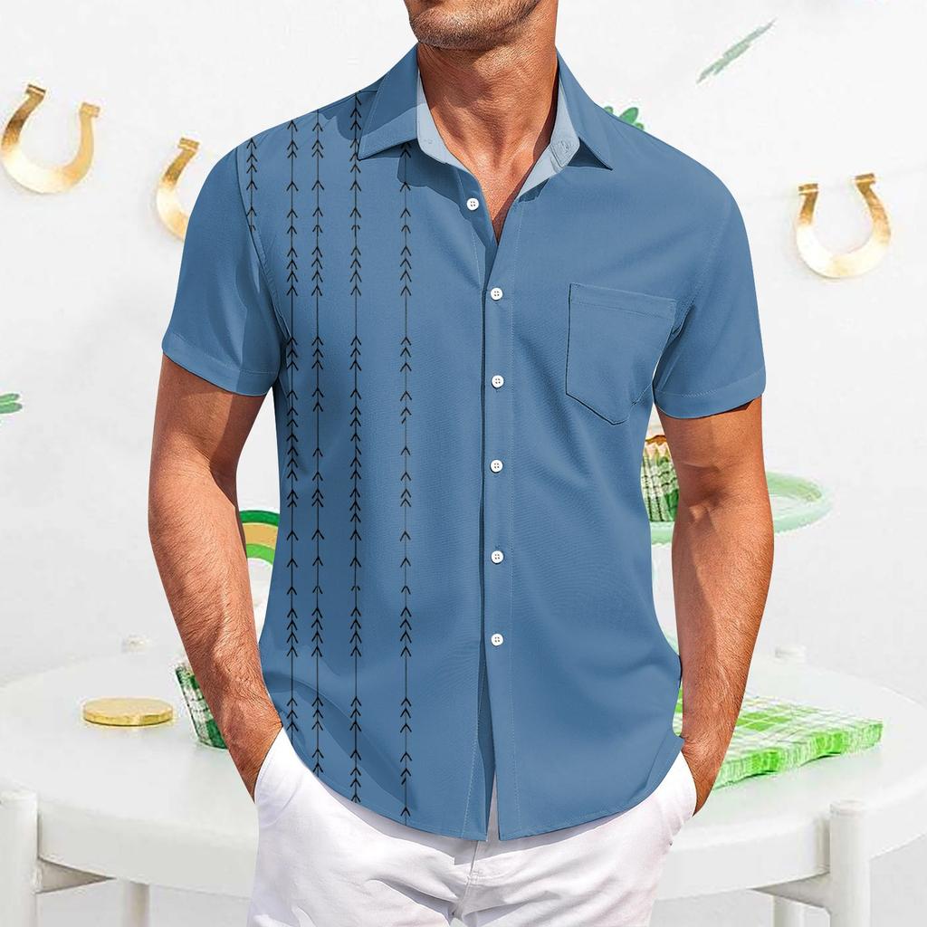 Men's Casual Short-sleeved Shirt Slim Fit Stylish Men's Print