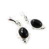 [H3479] - Silver Earrings 'Déesse Noir De Jais' Silver-black (rhodium-plated) - 25x8 Mm