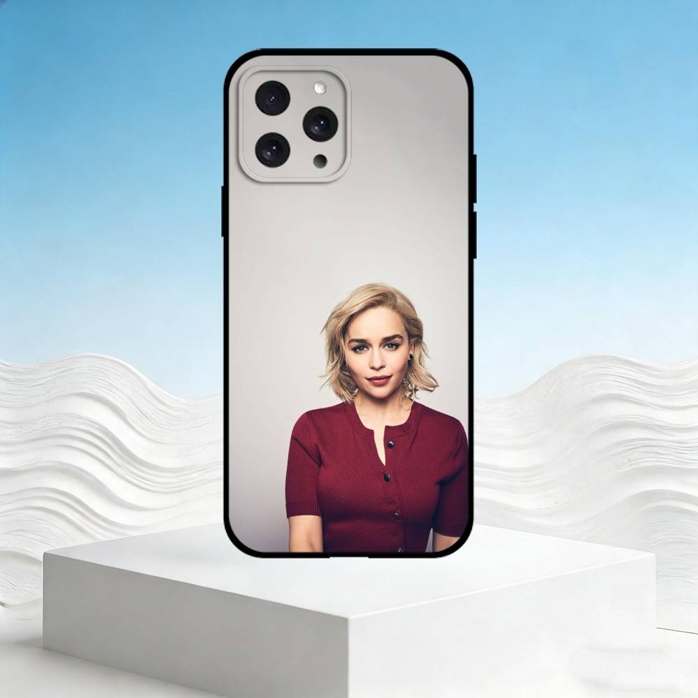 Чехол для телефона E-Emilia Clarke для iPhone 17,16,15,14,13,12,11 Plus,Pro Max,SE4 Мягкий силиконовый черный чехол