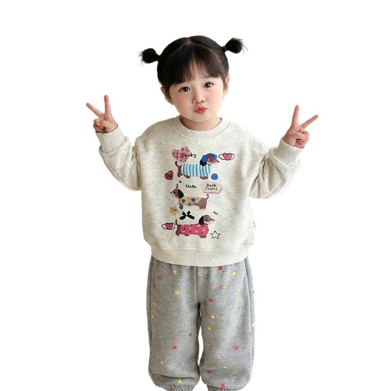 Корейский стиль, мультяшный костюм-двойка для девочек: худи и джоггеры - Издание 2026