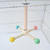 Parrot Stand Perch Toy Interactive 360 Degree Rotation Spinning Parakeet Toy Wooden Exercise Wheel Cockatiel Enrichment Toy Birdcage Accessories