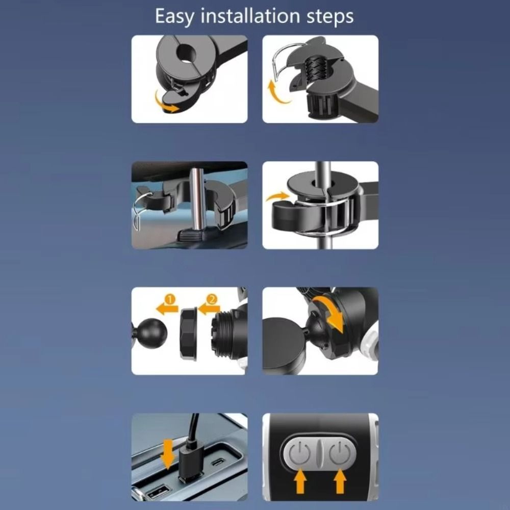 Multiple Speed Double Head Car Fan 360° Rotating Electric Fan Portable Car Seat Fan Summer