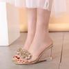 New Fashion Womens Slippers Transparent Sexy Sandals Round Toe Fish Mouth Heels Party Shoes Crystal Pumps for Womendf456