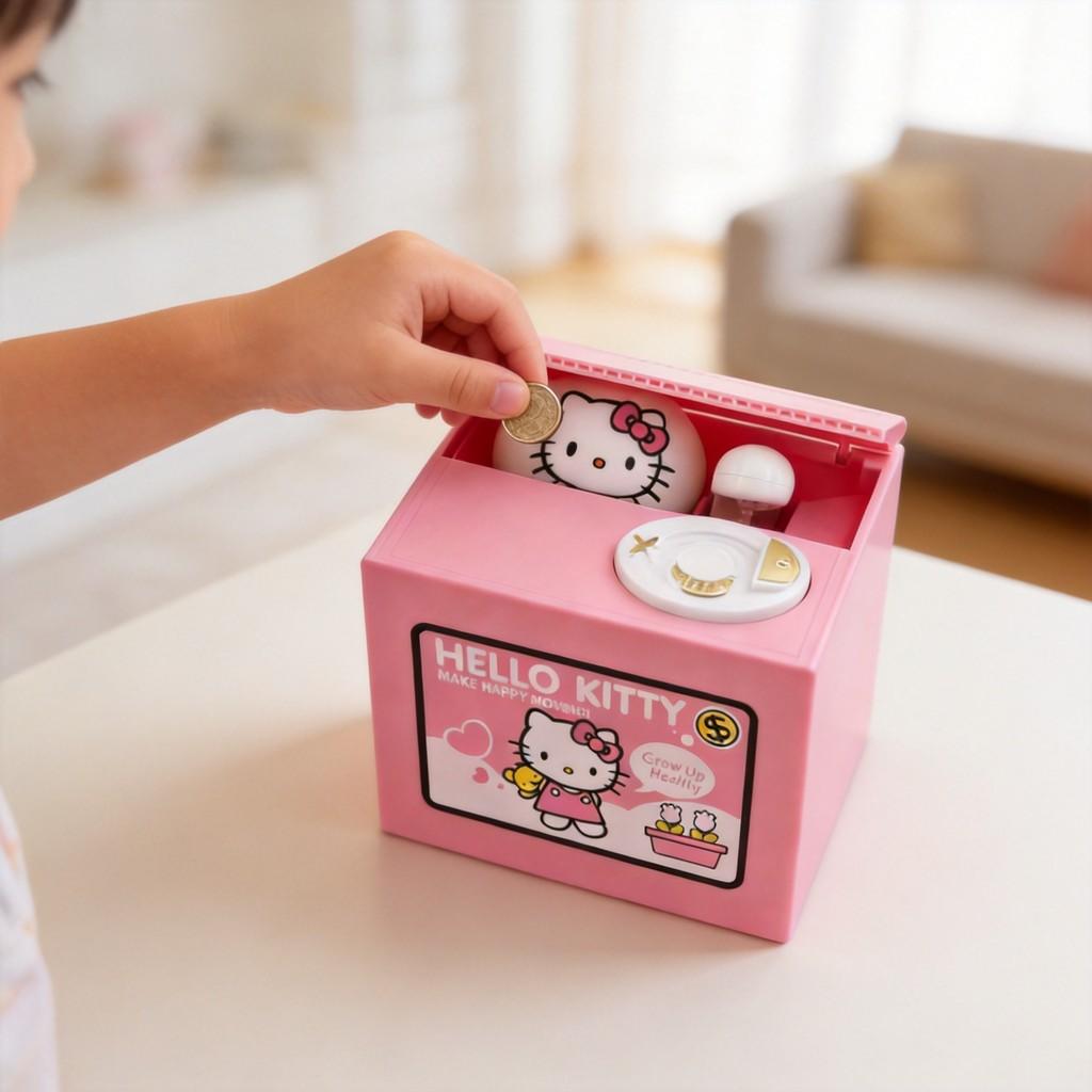 Hello Kitty Cartoon Resin Piggy Bank With Handcrafted Painting For Kids Gifts
