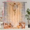2pcs- Jesus' Radiance Polyester Curtains, Pole Bag Curtains 42*84, Bedroom, Living Room, Home Room, Party Decoration