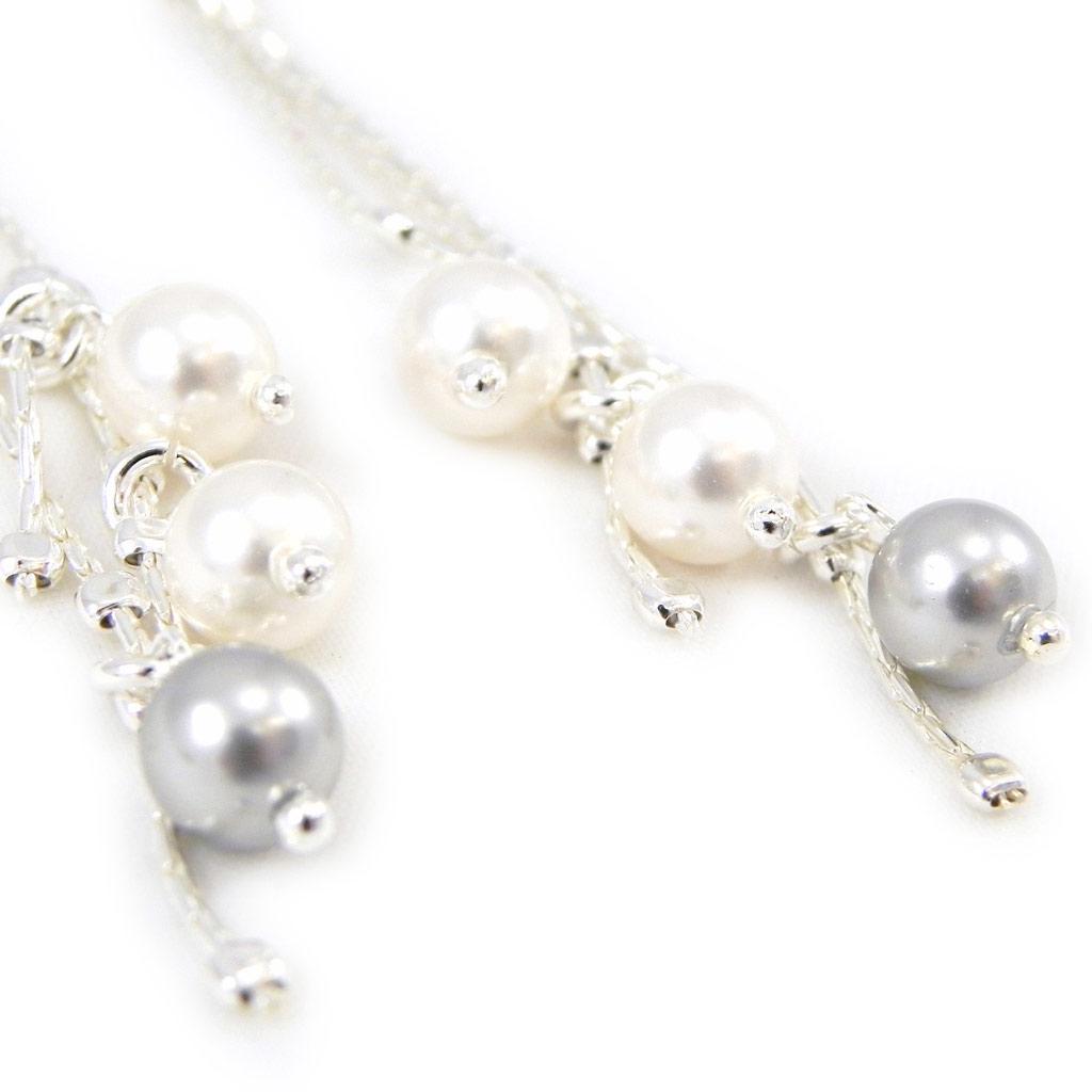 Les Trésors De Lily [G1916] - Серебряные серьги "Сисси" бело-серые.