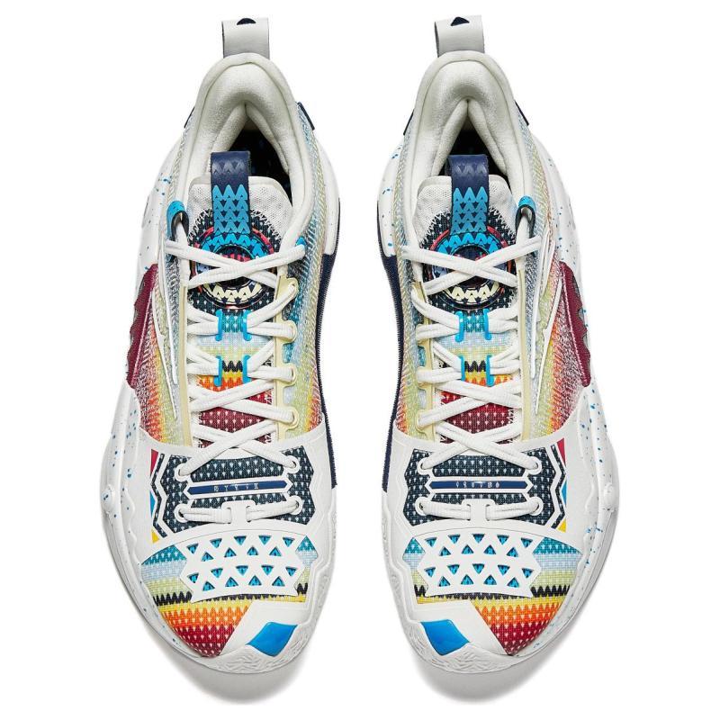 Anta Кроссовки для баскетбола Shock Wave 5 Pro, амортизирующие, износостойкие, низкие, мужские, белые, синие, красные, кроссовки 112421111S-4