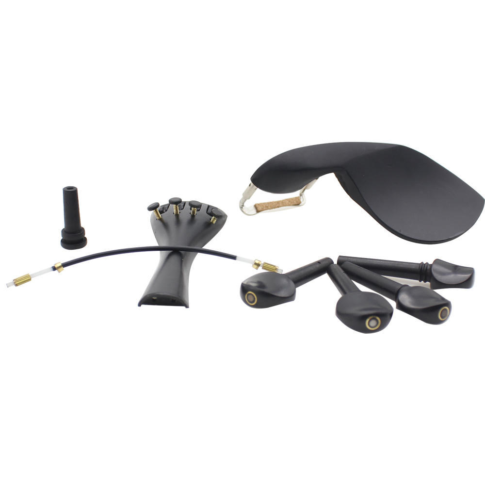 4/4 Violin Chinrest with Tailpiece Tail Rope Tuning Peg Endpin Screw Violin Accessory Kit