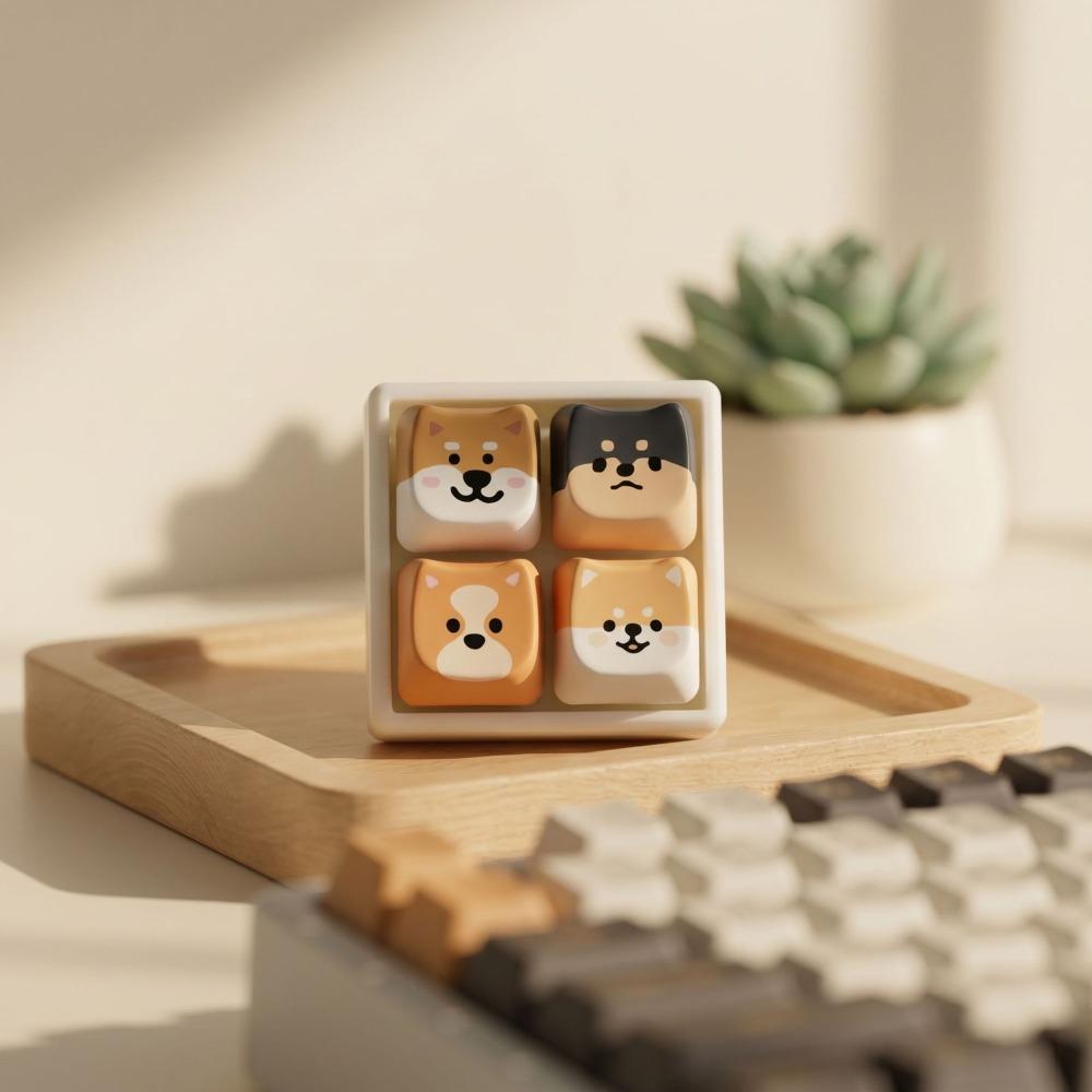 Backpack Pendant Puppy Keychain Shiba Inu Keycap Keychain Creative Keyboard Key Ring Kids Toy