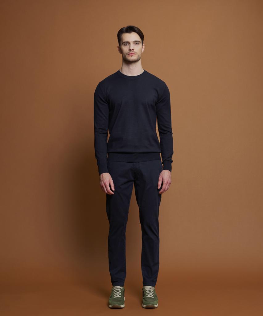 PANICALE Navy Viscose Blend Round Knit
