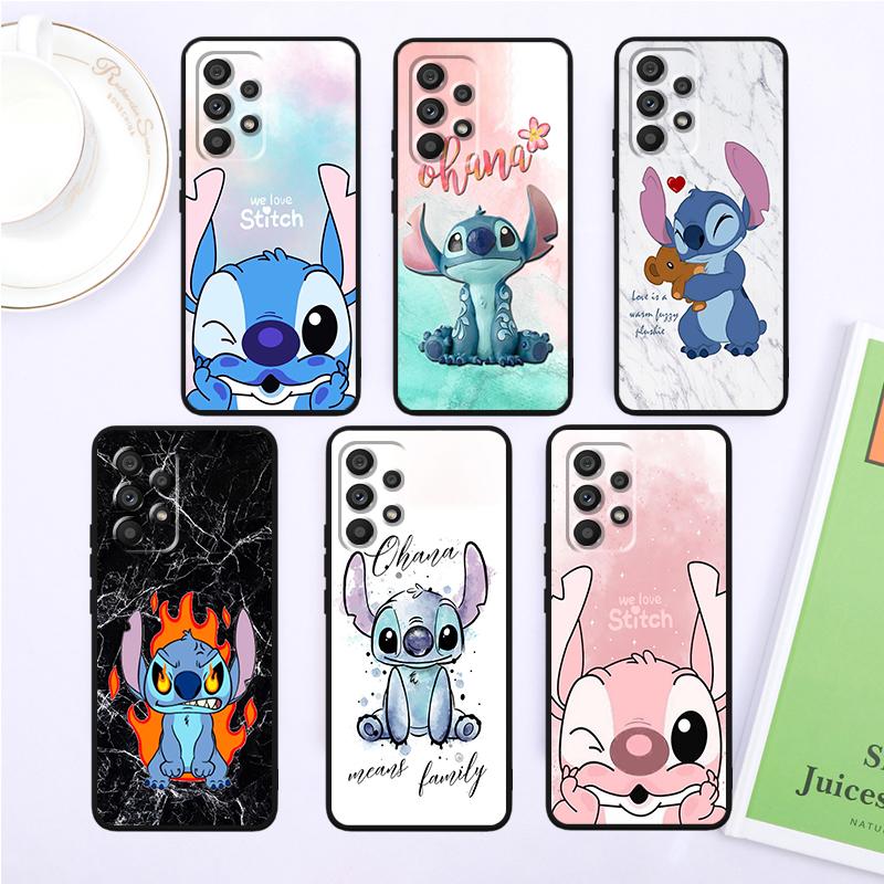 OHANA Stitch Cute для Samsung Note 20 10 Ultra Plus A31 A14 A12 A70 A34 A25 A04 A05 A15 A24 5G черный чехол для телефона