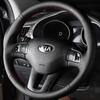 Ручная вышивка Чехлы на руль Черная Микрофибра Кожаная Автомобильная Накладка на Руль Для Kia Sportage 3 2011-2014 Kia Ceed 2010