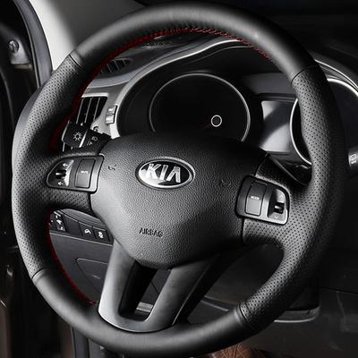 Ручная вышивка Чехлы на руль Черная Микрофибра Кожаная Автомобильная Накладка на Руль Для Kia Sportage 3 2011-2014 Kia Ceed 2010