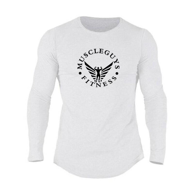 Muscleguys, весенне-осенняя футболка для бега для фитнеса, мужские свободные тренировочные топы с длинными рукавами, тонкий пуловер с круглым вырезом