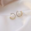Pearl Rhinestone Earrings Round Trendy Small Temperament Stud Earrings Earrings Women