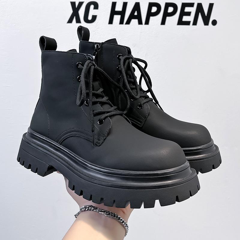 Ботинки Martin мужские осенние высокие черные кожаные ботинки локомотив мужские средние ботинки на толстой подошве 2866-A