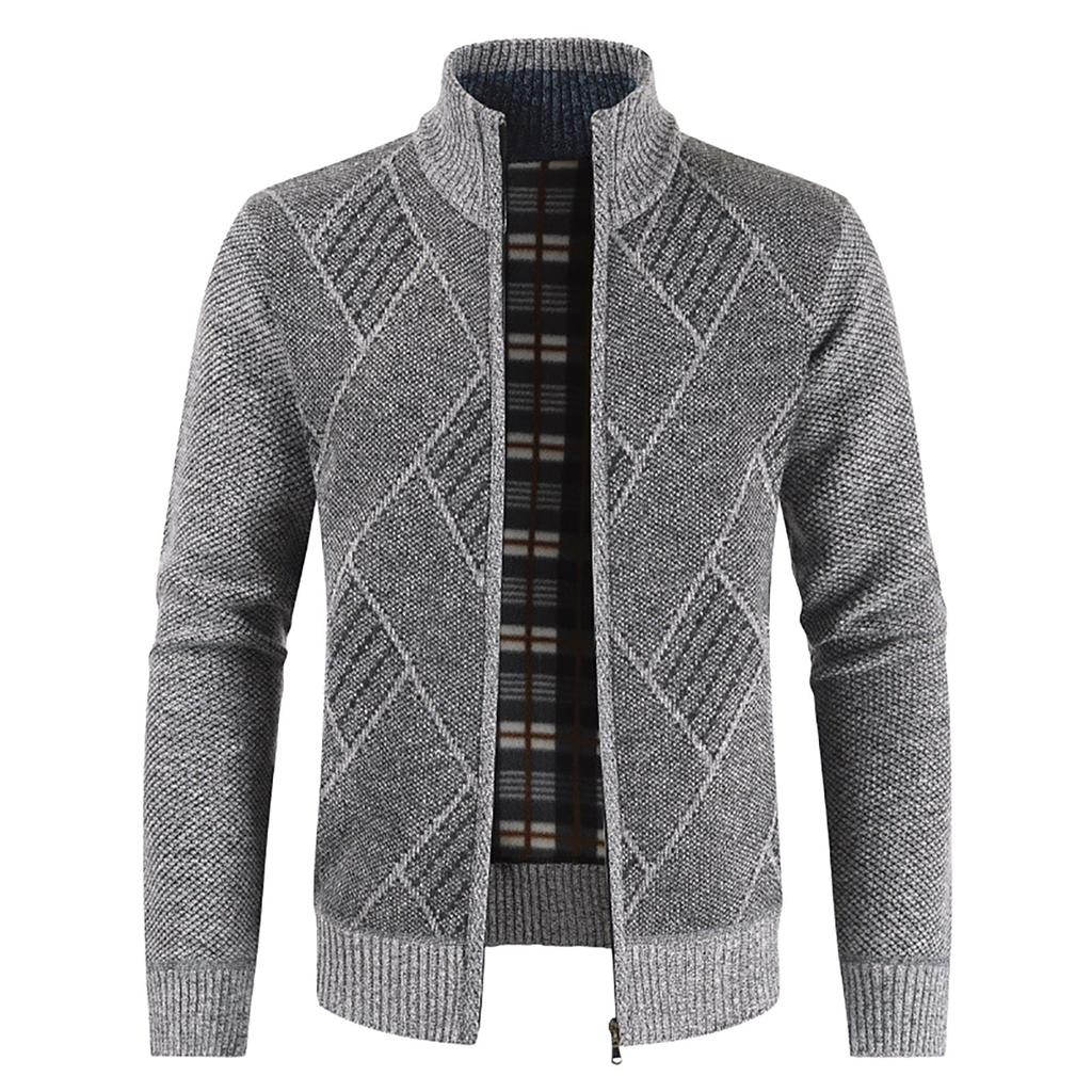 Men's Casual Winter Zipper Sweater Stand Collar Cardigan Tops Sweater Blouse Coat